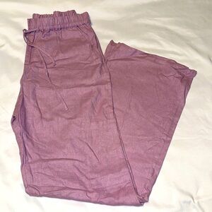 LOVE TREE NEW Drawstring Linen Blend Cargo Patch Pocket Pant Lavender - Medium